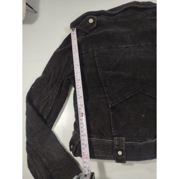 NWT VICI X FATE Womens Black Corduroy Belted Moto Jacket Sz XS Utility Y2K Biker - Picture 10 of 10